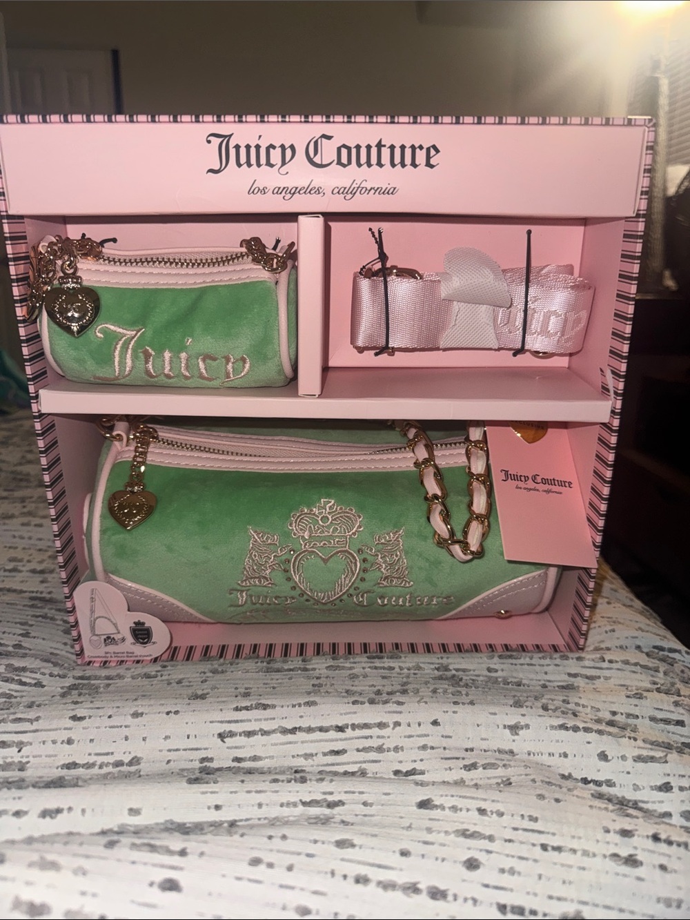 Juicy Couture Limited Edition Barrel Bag, Micro Barrel Pouch, & Strap